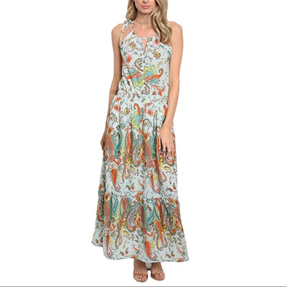 Boutique Dresses & Skirts - Boho Paisley Floral Print Sleeveless Maxi Dress